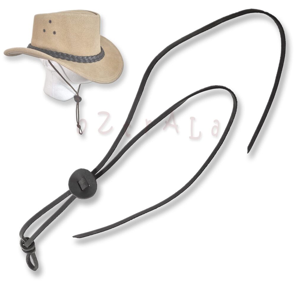 9424 Chin-Strap Buffalo Leather Stampede String Cowboy Hat HAC2 Chinstrap